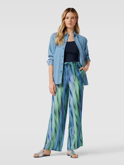 Armani Exchange Wide Leg Stoffhose im Allover-Design Blau 1