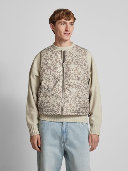 PEQUS Steppweste mit Label-Stitching Modell 'Aether' Taupe 4