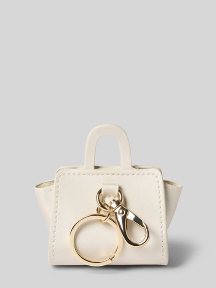 Produktfoto, Handtasche mit Tragehenkel Modell 'AURUM' von VALENTINO BAGS, kremowy kolor, prostokątny kształt, gładka tekstura, główna przegroda z zapięciem na magnes, aplikacja z metką, uchwyt