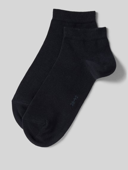 Produktfoto, Sokken met geribde boord in set van 2 van Falke, dames sokken van katoenmix met stretch, nauwsluitend model, donkerblauw.