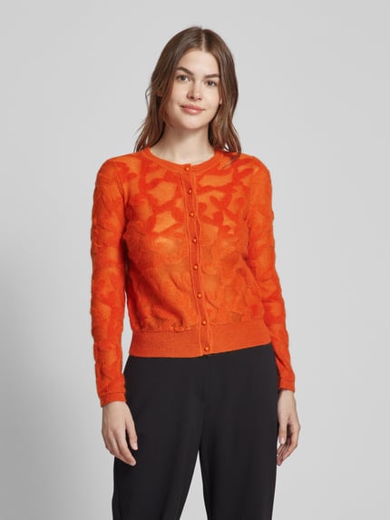 Max Mara Studio Cardigan met ronde hals, model 'ALVARO' Oranje - 4