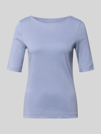 Produktfoto, damski t-shirt 'T-Shirt mit U-Boot-Ausschnitt' von Christian Berg Woman z bawełny, krój regular fit, jednokolorowy, długość tyłu 59 cm w rozmiarze 36
