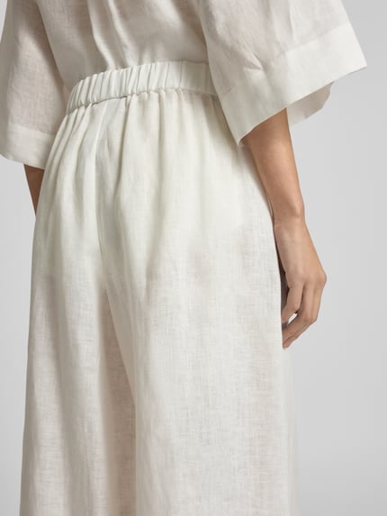 MM by Max Mara Wide Leg Leinenhose mit elastischem Bund Modell 'MINNIE' Offwhite 3