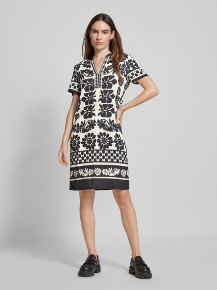 Oui Knielanges Kleid mit Tunikakragen BLACK 1