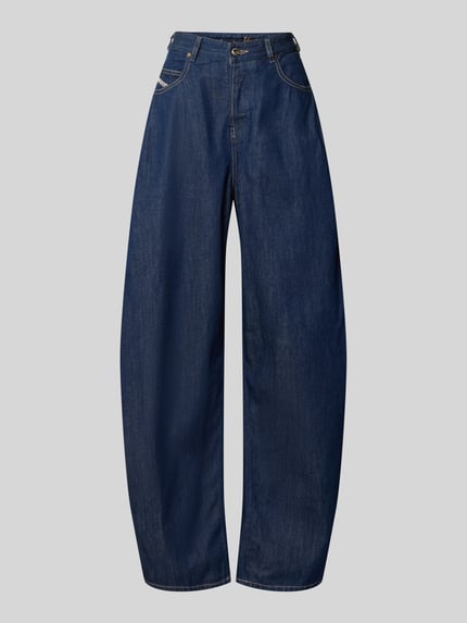 Productfoto, Balloon Fit Jeans uit puur katoen van Diesel in donkerblauw met contrastnaden, 5-pocketmodel, knoop- en ritssluiting, Bandwijdte maat 27: 84 cm, Binnenbeenlengte maat 27: 35 cm