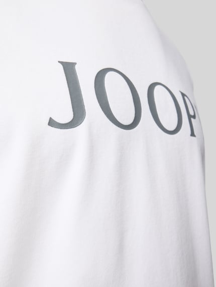 Produktfoto, Longsleeve mit Logo und Rundhalsausschnitt von JOOP! Collection, biały bawełniano-elastanowy materiał, logo, relaxed fit