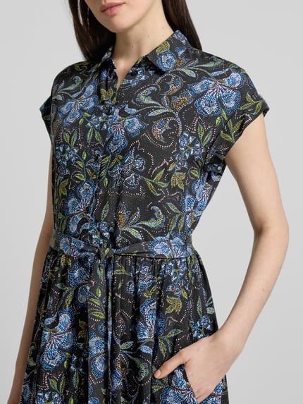 Jake*s Casual Overhemdjurk van viscose met strikceintuur Zwart - 3