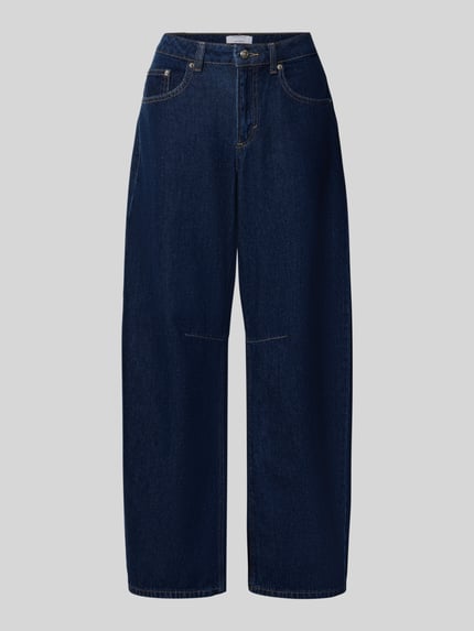 Productfoto, Barrel Jeans im 5-Pocket-Design van Topshop, zuiver katoen, barrel fit, knoop- en ritssluiting, maatinfo en pasvorm.
