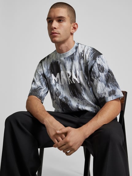 Marni T-shirt met labelprint Middengrijs - 3