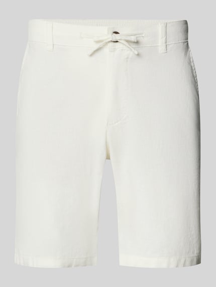 Selected Szorty chino o kroju regular fit z mieszanki bawełny i lnu model 'BRODY' Biały 2