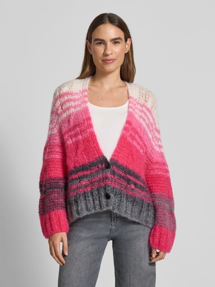 Marc Cain Oversized Strickjacke mit Knopfverschluss Pink 4