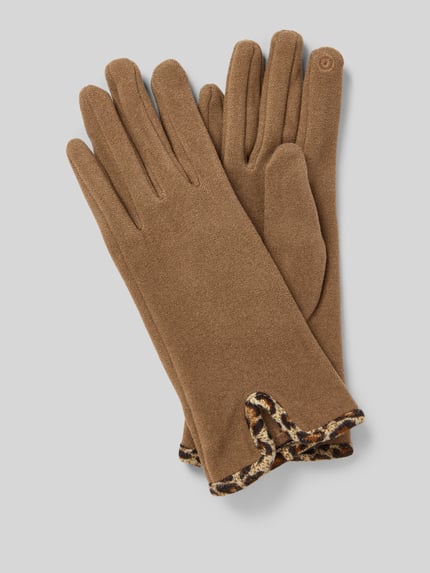 EEM Regular Fit Handschuhe mit Animal-Print Hellbraun 1