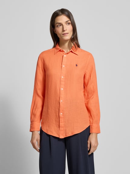 Polo Ralph Lauren Bluzka koszulowa z czystego lnu Pomarańczowy 4