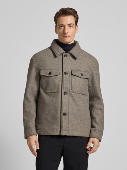 Selected Regular Fit Hemdjacke mit Woll-Anteil Modell 'MITCH' Taupe 4