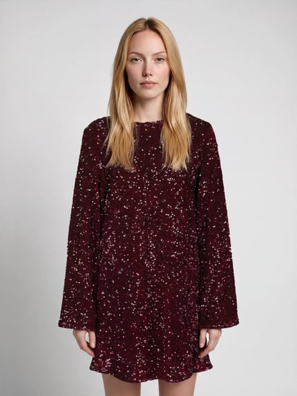 PIECES Paillettenkleid mit Rückenausschnitt Modell 'PCKAMMY' Bordeaux 4