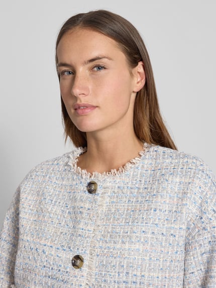 Christian Berg Woman Selection Blazer met knoopsluiting Rookblauw - 3