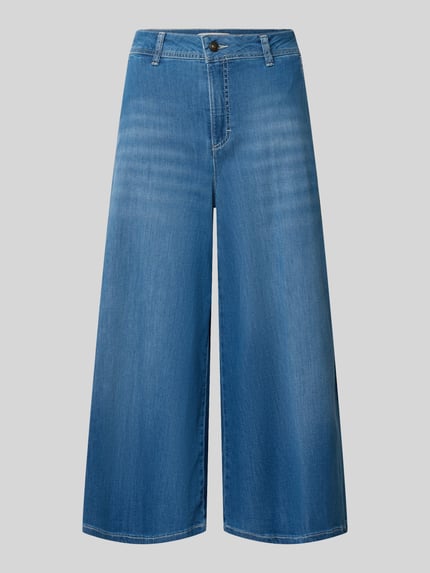 Produktfoto, Wide Fit Jeans in verkürzter Passform Modell 'Ella' von MAC, niebieski, elastyczna bawełna, szeroka nogawka, kieszenie, Szerokość w rozmiarze 36: 41 cm, długość wewnętrzna nogawki 58 cm