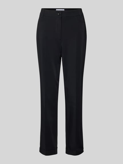 Productfoto, Chino uit Techno Cotton Superstretch van Raffaello Rossi, zwart, rechte snit, verkorte pasvorm, materiaal-mix, Franse steekzakken.