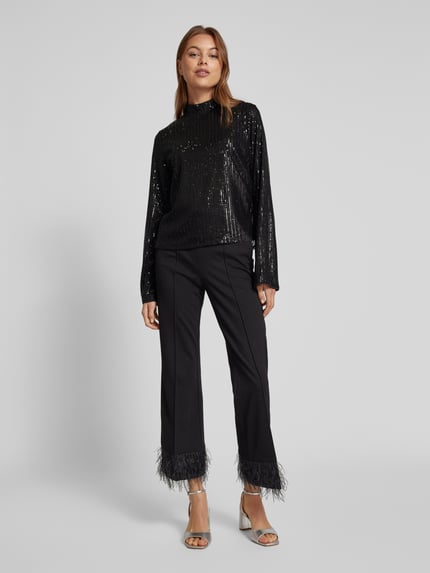 YAS Shirt met lange mouwen en opstaande kraag, model 'PALLI' Zwart - 1