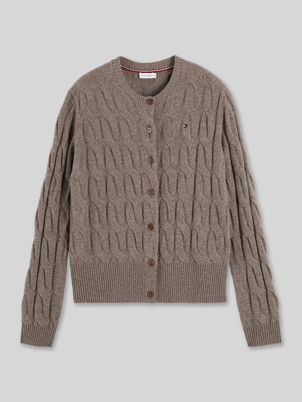 Tommy Hilfiger Regular Fit Strickjacke aus reiner Wolle Hellbraun 2