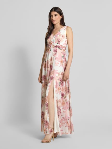 Christian Berg Cocktail Abendkleid mit V-Ausschnitt Rosa Melange 1