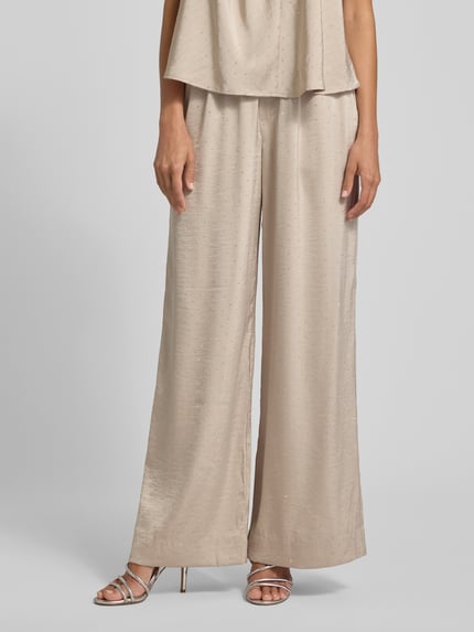 mbyM Broek met wijde pijpen en siersteentjes, model 'Asaka' Zand - 4