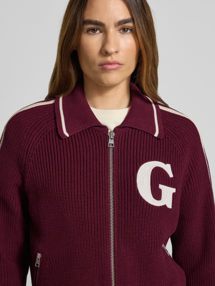 GANT Strickjacke mit Label-Stitching Bordeaux 3