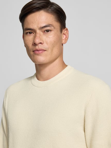 Jake*s Studio Men Bluzka o kroju regular fit z długim rękawem i okrągłym dekoltem Écru 3