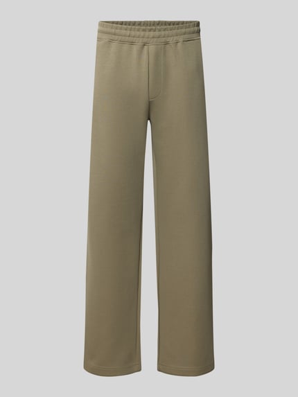 Productfoto, Straight Fit Sweatpants met elastische band van JACK & JONES in kaki, Materiaalmix met katoen, steekzakken, Binnenbeenlengte maat M 76 cm