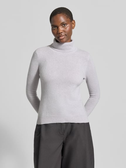Christian Berg Woman Regular Fit Rollkragenpullover aus reinem Kaschmir Mittelgrau Melange 4
