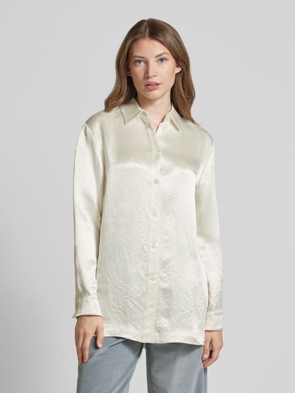 MM by Max Mara Regular Fit Hemdbluse in Crinkle-Optik Modell 'GRADARA' Weiss 4