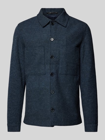 JACK & JONES Premium Hemdjacke mit Knopfleiste Modell 'WINTER' Dunkelblau 2