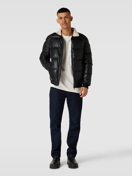 MCNEAL Gewatteerd jack in leerlook Donkerbruin - 1