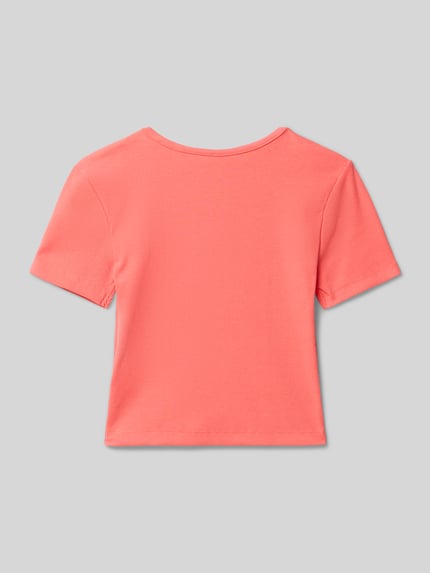 ONLY T-shirt o kroju slim fit z mieszanki bawełny model ‘NESSA LIFE’ Koralowy 3