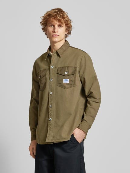 HUGO Blue Koszula casualowa o kroju regular fit z kieszeniami z patką na piersi model ‘Ebrido’ Oliwkowy 4