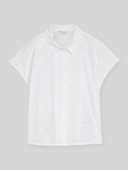 Tom Tailor Denim Relaxed Fit Kurzarmbluse aus reiner Baumwolle Weiss 2