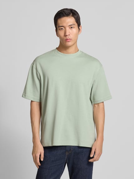 Selected Koszulka o kroju oversized z mieszanki bawełny Model 'LOOSEOSCAR' Miętowy 4