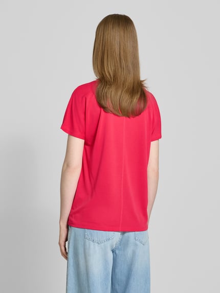 MSCH Copenhagen T-Shirt mit V-Ausschnitt Modell 'Fenya' Pink 5