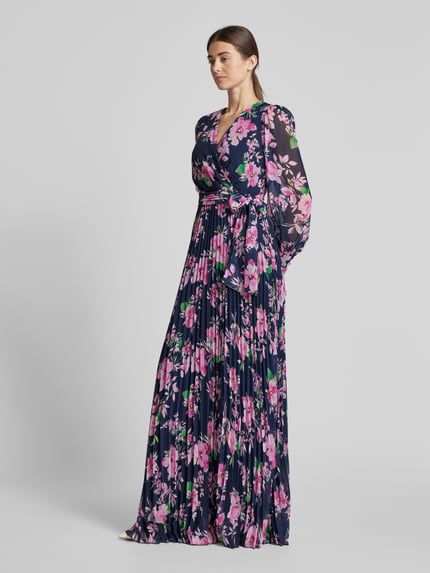 Christian Berg Cocktail Abendkleid mit Plisseefalten Marine 1