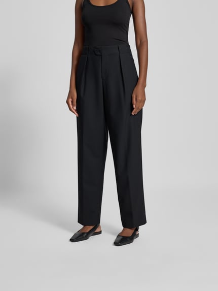 Closed Stoffen broek met bandplooien Zwart - 4