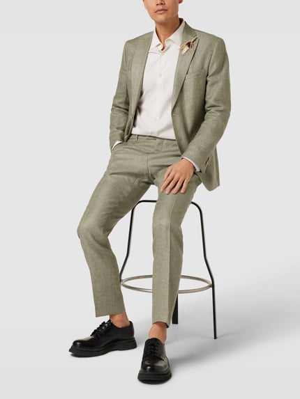 CG – CLUB of GENTS Chinosy o kroju slim fit z fakturowanym wzorem model ‘Paco’ Zielony 1