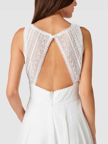 LUXUAR FASHION Knielange bruidsjurk met taillepas Offwhite - 6