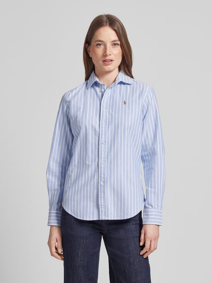Polo Ralph Lauren Bluzka koszulowa z wyhaftowanym logo model ‘Kendal’ Jasnoniebieski melanż 4
