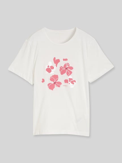Tom Tailor t-shirt o kroju regular fit z czystej bawełny z nadrukiem z motywem Złamany biały 2