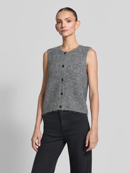 VERO MODA Regular Fit Strickweste mit Woll-Anteil Modell 'NOVAH' Dunkelgrau Melange 4