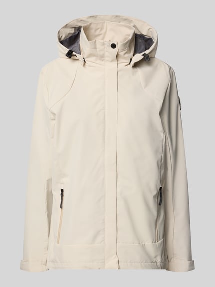 Produktfoto, Parka mit Kapuze und verdecktem Reißverschluss von G.I.G.A. DX in creme, gerader Schnitt, seitliche Reißverschlusstaschen, glatte Oberfläche