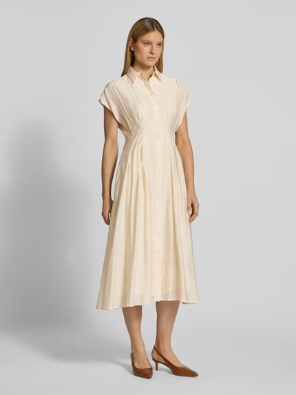 Jake*s Collection Hemdblusenkleid mit Knopfleiste Beige 1