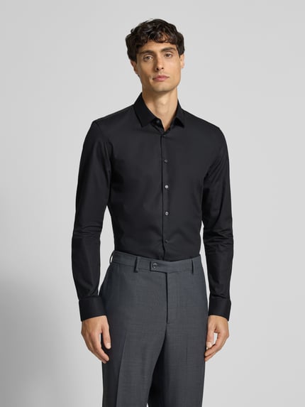 Jake*s Koszula biznesowa o kroju super slim fit z popeliny Czarny 4