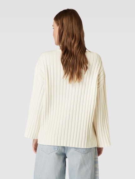 EDITED Strickpullover mit Viskose-Anteil in Ripp-Optik Modell 'Cameron' Ecru 5