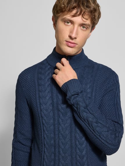Blend Strickpullover mit Reißverschluss Modell 'BASIM' Marine 3